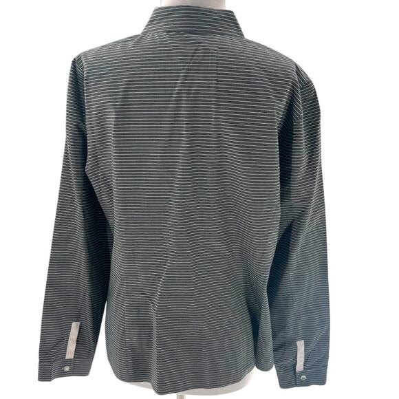 Lafayette 148 cotton poplins pinstripe button down shirt gray white sz 16 - Picture 2 of 6